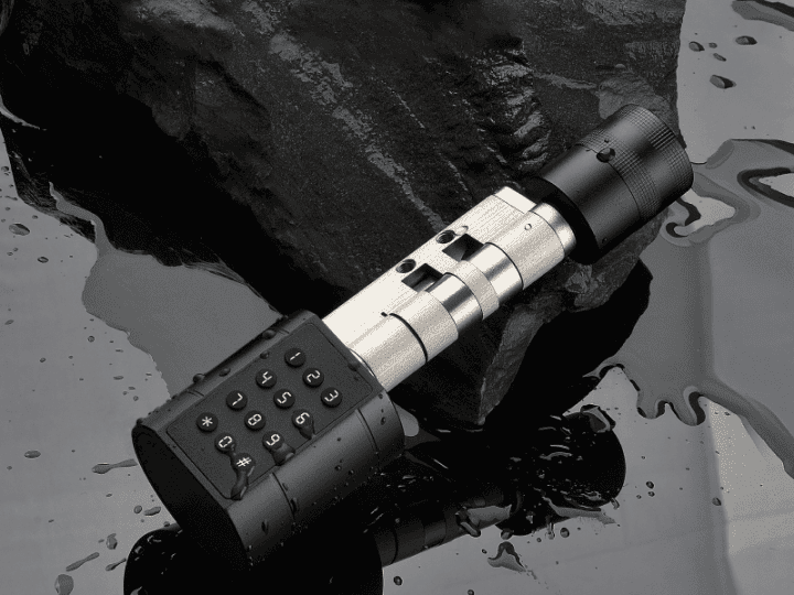 Water-resistant smart cylinder lock, precision-engineered by trusted smart cylinder lock manufacturers for residential and commercial applications.